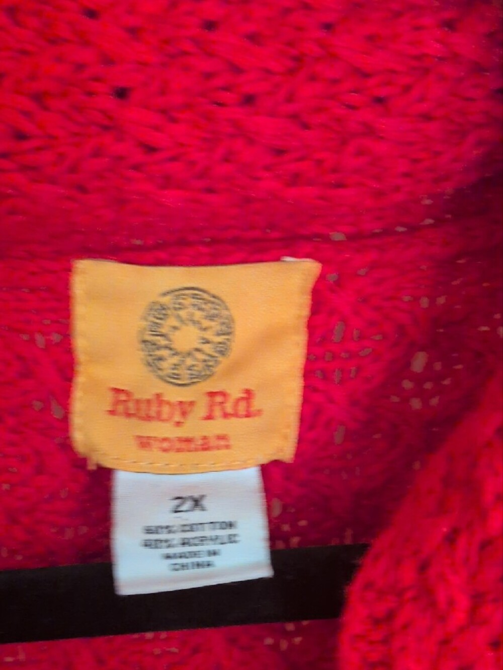 Ruby Rd. Coral-Red Open Front Knit Cardigan - Picture 2 of 5